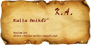 Kalla Anikó névjegykártya